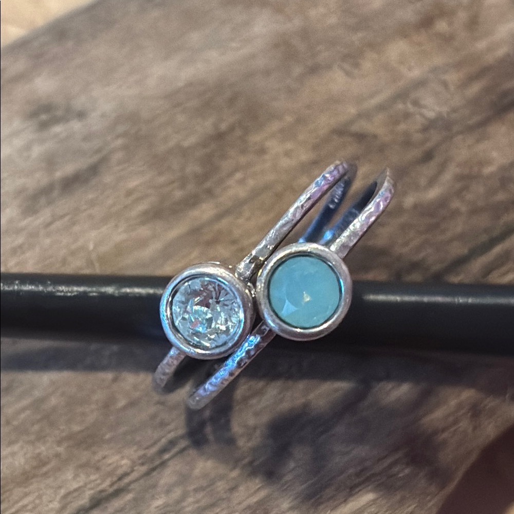 Stacking 925 Silver and Blue Stone Rings